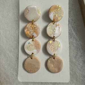 Peach Glitter clay Earrings - gold filled backings